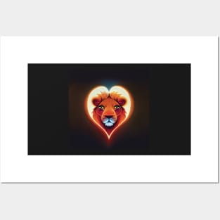 Lion in a heart shape Posters and Art